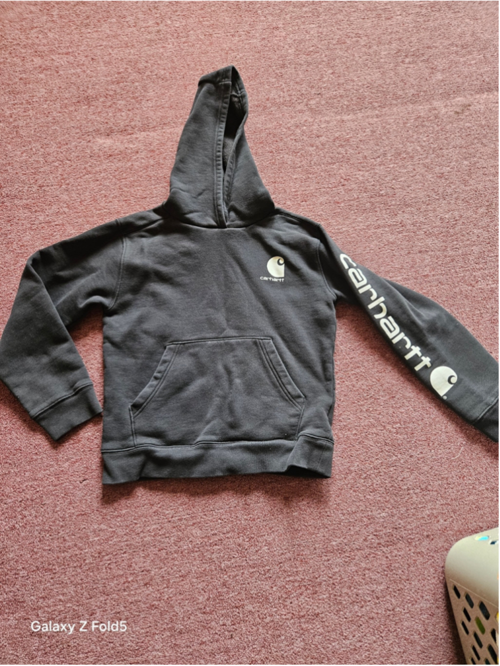 Boys Carhartt Hoodie Sweatshirt Size M Black White Logo